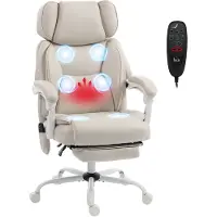 HOMCOM Bürostuhl mit Massage Höhenverstellbar Drehstuhl mit Wärmefunktion