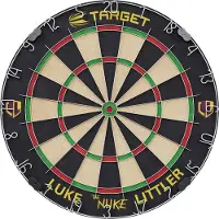 Target darts Luke Littler Dartboard Set mit 6 Steeldarts, Sisal Dartscheibe, Werflinie und Wandhalterung