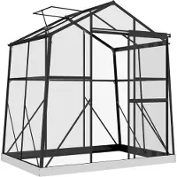 Outsunny Gewächshaus Aluminium Treibhaus 2,51m² Tomatenhaus mit Fenster, Schwarz