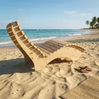 TUGA-Holztech Holzliege Wellenliege Waldsofa Relaxliege Gartenliege "Ruhe-Vroni" (Lärche) Breite 80cm Himmelsliege