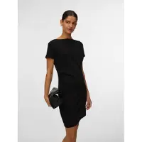 Vero Moda Minikleid "VMMILLE SS SHORT DRESS JRS NOOS" Materialmix, mit Raffung