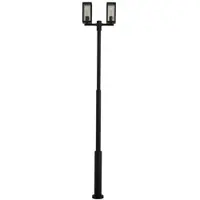 LUCANDE Außenlampe Siveta, 240cm, 2-flg., schwarz, E27, IP65 Siveta , dimmbar, schwarz, Aluminium, Modern