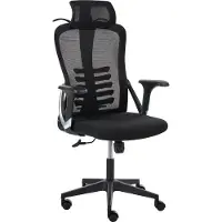 Beliani Bürostuhl Schwarz Mesh Stoff Ergonomisch Verstellbare Kopfstütze Höhenverstellbar Drehbar Neigbar mit Armlehnen Schreibtischstuhl Homeoffice