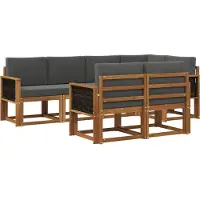 vidaXL Outdoor-Sofagarnitur 7 Stk. Natur und Anthrazit Polyester