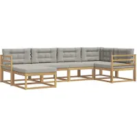 vidaXL Outdoor-Sofagarnitur 5 pcs Weiß und Hellgrau Polyester
