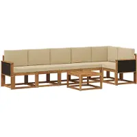 vidaXL Outdoor-Sofagarnitur 7 stk. Natur und Beige Polyester