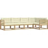 vidaXL Outdoor-Sofagarnitur 4 stk. Weiß und Creme Polyester