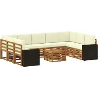 vidaXL Outdoor-Sofagarnitur 10 stk. Natur und Creme Polyester