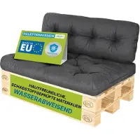 Pillows24 - Palettenkissen wasser- und UV-beständig - 2ER SET | Polster für Europaletten 120x80 - Palettenmöbel - Outdoor/Indoor, Graphit
