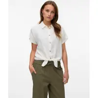 Vero Moda Kurzarmbluse "VMTHEA SS TIE SHIRT WVN NOOS" Viskosemischung, loose fit