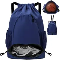 Unyqoos Multifunktionaler Sport- & Tennisrucksack, wasserfestes Oxford, 36 x 20 x 52 cm, 0,35 kg, Kordelzug, mehrere Fächer, Schuhfach, verstellbare Schultergurte