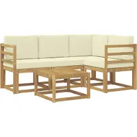 vidaXL Outdoor-Sofagarnitur 5 Stk. Weiß und Creme