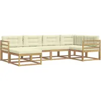 vidaXL Outdoor-Sofagarnitur 5 Stk. Weiß und Creme Polyester