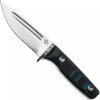 Medford The Deep 26-TD-02, 20CV Tumbled Blade, Black/Blue G10, Tauchmesser mit Teilwellenschliff