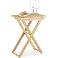 Relaxdays Beistelltisch klappbar, Bambus Holz, Klapptisch klein, rechteckig, HBT: ca. 52 x 40 x 31 cm, natur
