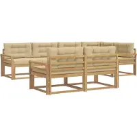 vidaXL Outdoor-Sofagarnitur mit Kissen 6 pcs Weiß und Beige Polyester