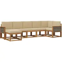 vidaXL Outdoor-Sofagarnitur 7 stk. Natur und Beige Polyester