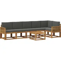 vidaXL Outdoor-Sofagarnitur 7 stk. Natur und Anthrazit Polyester