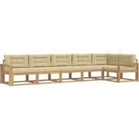 vidaXL Outdoor-Sofagarnitur mit Kissen 4 pcs Weiß und Beige Polyester