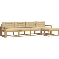 vidaXL Outdoor-Sofagarnitur mit Kissen 4 pcs Weiß und Beige Polyester