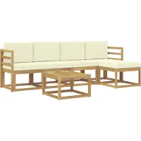 vidaXL Outdoor-Sofagarnitur mit Kissen 6 pcs Weiß und Creme