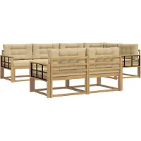 vidaXL Outdoor-Sofagarnitur 6 Stk. Weiß und Beige Polyester