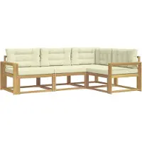 vidaXL Outdoor-Sofagarnitur mit Kissen 3 pcs Weiß und Creme Polyester
