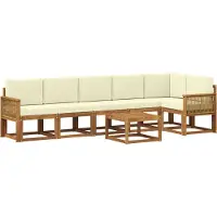 vidaXL Outdoor-Sofagarnitur 7 Stk. Natur und Creme Polyester