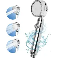 Unyqoos Wassersparender Duschkopf mit Filter – 3 Strahlarten (Regen/Massage/Gemischt), erhöht Wasserdruck bis 200%, Chrom‑Silber, 3 Filterkartuschen, Ein‑Knopf‑Stopp