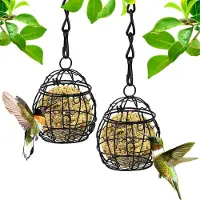 Unyqoos 2er-Set wetterfeste Vogelfutterstationen aus rostfreiem Metall – Futterspender für Garten & Balkon, mit Aufhängehaken