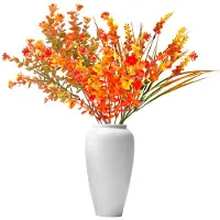 Unyqoos 6‑teiliges Kunstblumen-Set – realistische Eukalyptus-, Chrysanthemen-, Kamelien- & Lavendelsträuße, für Innen & Außen, pflegeleicht