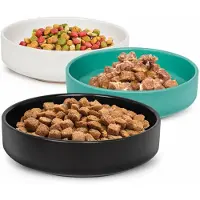 Unyqoos Keramik-Futternapf für Katzen und Kleintiere, kirschtomatenförmig, Ø 15 cm, 4 cm tief, 400 ml, schwarz/weiß/grün