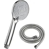 Unyqoos Handbrause – 5 Strahlarten, wassersparend, kräftiger Druck, 1,5 m Edelstahlschlauch, Anti-Kalk-Silikondüsen