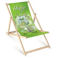 AllBags Holz Liegestuhl klappbar „Hugo Drink“ – Gartenstuhl Relaxstuhl Sonnenliege Balkon Terrasse Sommermotiv