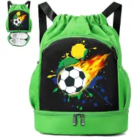 Unyqoos Wasserdichte Kinder-Schwimmtasche mit Regenbogenmuster – 3‑Fächer‑System, Polyester, leicht 203 g, Organizer für nasse & trockene Kleidung