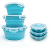 Unyqoos Faltbare Silikon-Schüsseln 3er-Set mit Deckeln, 350/500/800 ml, lebensmittelecht, auslaufsicher & luftdicht, hitzebeständig bis 240°C, für Camping & Picknick
