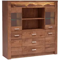 Masseno Kommode ZERI 137 cm Sideboard mit 3 Schubladen und 4 Türen für Wohnzimmer Schlafzimmer Modern 137x42x141,5 cm Braun