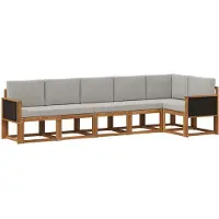 vidaXL Outdoor-Sofagarnitur 6 stk. Natürlich und Hellgrau Polyester