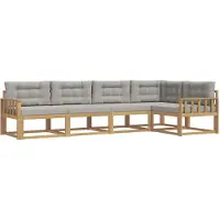 vidaXL Outdoor-Sofagarnitur 4 stk. Weiß und Hellgrau Polyester