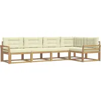 vidaXL Outdoor-Sofagarnitur mit Kissen 4 pcs Weiß und Creme Polyester