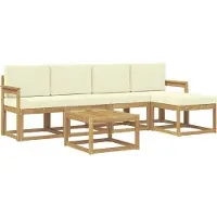 vidaXL Outdoor-Sofagarnitur mit Kissen 6 pcs Weiß und Creme