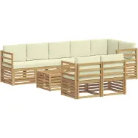 vidaXL Sofagarnituren 9 pcs Weiß und Creme Massivholz Akazie