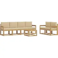 vidaXL Outdoor-Sofagarnitur 7 Stk. Weiß und Beige