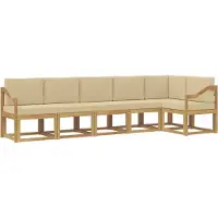 vidaXL Outdoor-Sofagarnitur 6 Stk. Weiß und Beige Polyester