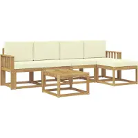 vidaXL Outdoor-Sofagarnitur mit Kissen 6 pcs Weiß und Creme