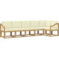 vidaXL Outdoor-Sofagarnitur 6 Stk. Weiß und Creme Polyester