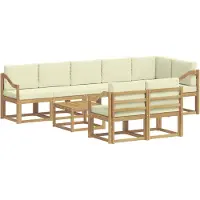 vidaXL Outdoor-Sofagarnitur 9 Stk. Weiß und Creme Polyester