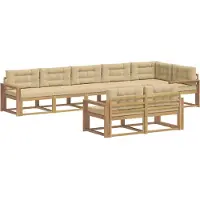 vidaXL Outdoor-Sofagarnitur 6 Stk. Weiß und Beige Polyester