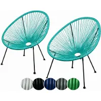 Sunnypillow 2er Set Acapulco Gartenstuhl | gemütlicher Loungesessel für Wohnzimmer, Terrasse, Garten, Balkon Sessel Stuhl | Türkis