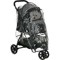 SUGIFT Hundebuggy klappbar Regenschutz Universal-EVA-Rad 2 Sicherheitsleinen Mesh-Fenster Stahlrahmen bis 10 kg Grau Schwarz 83 x 55 x 101 cm